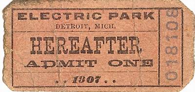 Electric Park - OLD TICKET FROM DAVE BAILLARGEON